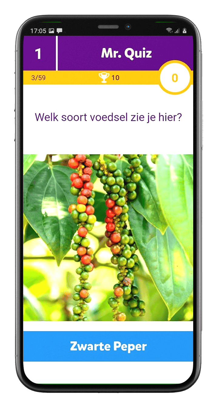 telefoon met quizvraag