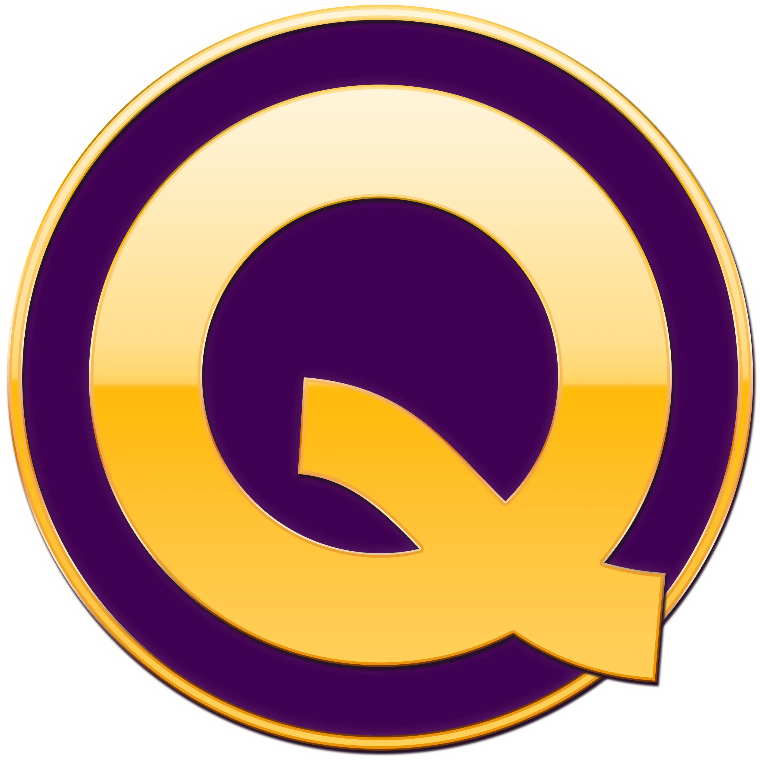 QuizX review 'Q' icoon met paars en gouden kleuren, modern en professioneel design.